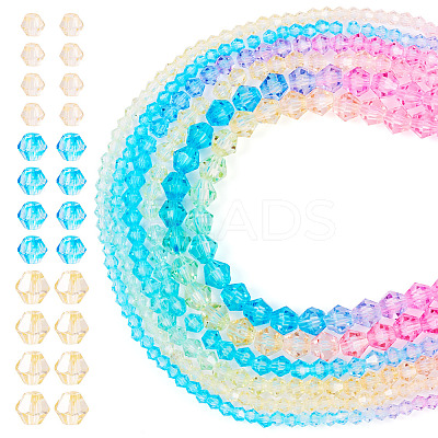 12 Strands 3 Styles Gradient Color Baking Paint Glass Bead Strands DGLA-TA0001-21E-1
