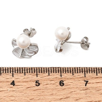 Brass Enamel Stud Earrings KK-CBAB173-02E-P-1