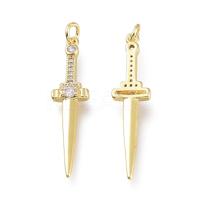 Brass Micro Pave Clear Cubic Zirconia Pendants X-ZIRC-I048-16G-1