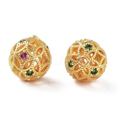 Rack Plating Brass Cubic Zirconia Beads KK-S377-12G-1