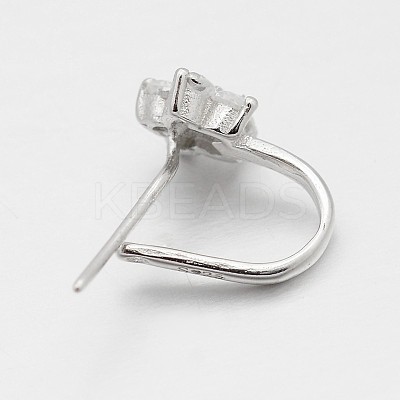Anti-Tarnish Trendy Rhodium Plated 925 Sterling Silver Micro Pave Cubic Zirconia Pinch Bails X-STER-M081-072B-1