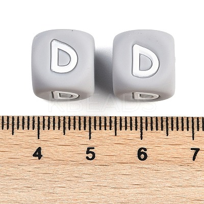 20Pcs Grey Cube Letter Silicone Beads 12x12x12mm Square Dice Alphabet Beads with 2mm Hole Spacer Loose Letter Beads for Bracelet Necklace Jewelry Making JX436D-1