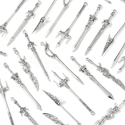 60Pcs 6 Styles Tibetan Style Alloy Big Pendants TIBEP-FS0001-26-1