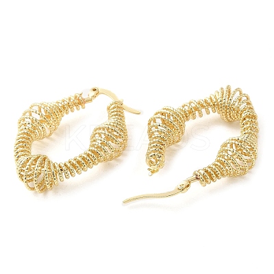 Rack Plating Brass Wire Wrap Twist Oval Hoop Earrings EJEW-M225-08G-1