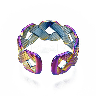 Ribbon Braided Shape Cuff Rings RJEW-N038-019-1