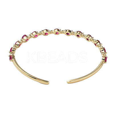 Cubic Zirconia Flat Round Open Cuff Bangle BJEW-N012-032A-1