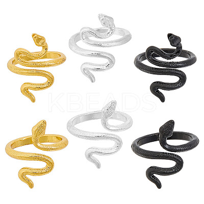 12Pcs 6 Colors Snake Alloy Wrapped Cuff Ring Yarn Guide Finger Holder DIY-FG0008-29-1