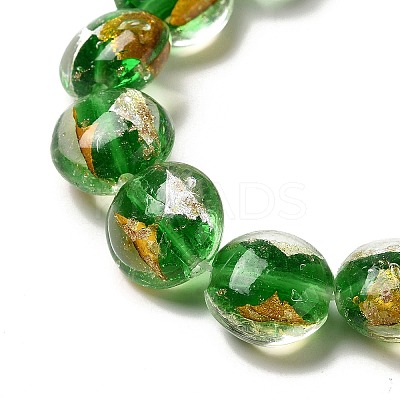 Handmade Gold Foil and Silver Foil Lampwork Flat Round Beads FOIL-C001-02B-1
