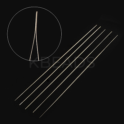 Iron Collapsible Big Eye Beading Needles X-ES001Y-S-125mm-01-1