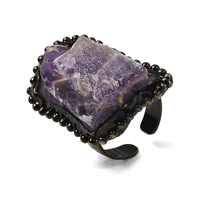 Natural Amethyst Irregular Nugget Open Cuff Rings G-A278-03AB-01-1