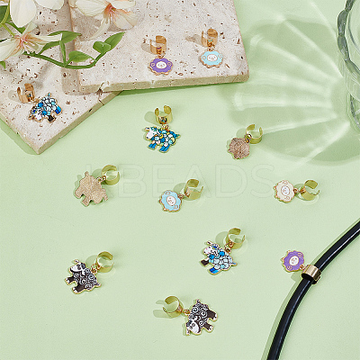 12Pcs 6 Style Alloy Enamel Stethoscope Pendant Decorations HJEW-OC00170-1