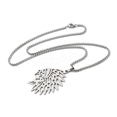 201 Stainless Steel Hollow Cut American Indian Chief Pendant Necklaces NJEW-H065-13P-1