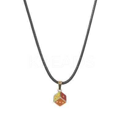 Alloy Enamel Dice Pendant Necklace with Polyester Cords NJEW-JN04515-1