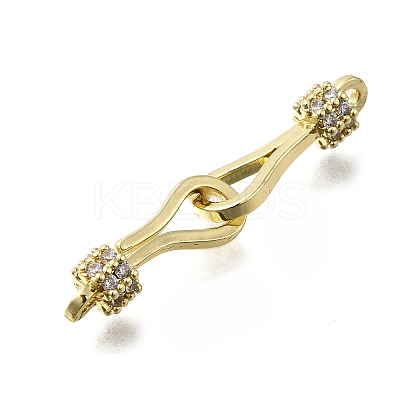 Brass Cubic Zirconia Hook and S-Hook Clasps KK-Q048-05G-1