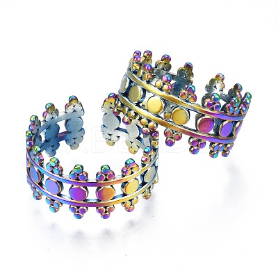 304 Stainless Steel Hollow Wide Band Cuff Ring RJEW-N038-071-1