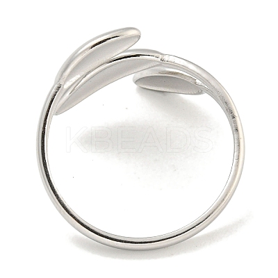 Non-Tarnish Leaf 304 Stainless Steel Open Cuff Finger Rings for Women RJEW-P114-09P-1