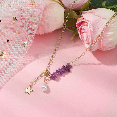 Natural Amethyst Chip Beads Necklaces NJEW-JN04943-1