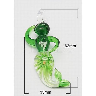 Handmade Inner Flower Lampwork Big Pendants X-LAMP-A140-M-1