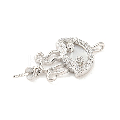 Rhodium Plated 925 Sterling Silverr Micro Pave Cubic Zirconia with Sea Shell Peg Bails STER-Q190-11P-1
