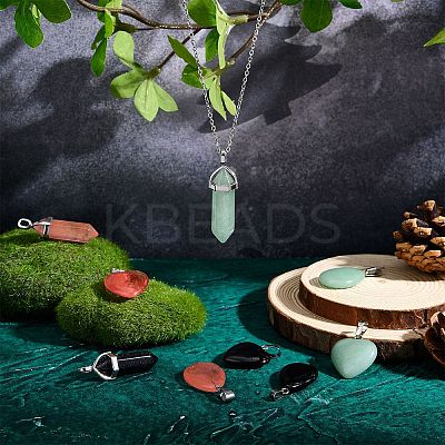 9Pcs 9 Style Natural & Synthetic Mixed Gemstone Pendants G-SC0001-73-1