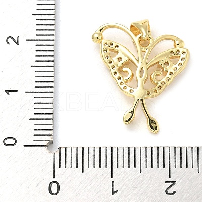 Butterfly Rack Plating Brass Micro Pave Cubic Zirconia Pendants KK-Z074-72G-1