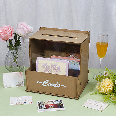 Wooden Wedding Card Boxes with Slot CON-WH0112-041-1