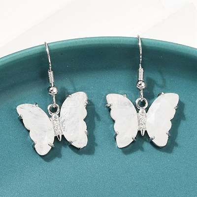Natural Mixed Stone Brass Dangle Earrings EJEW-M081-01P-1
