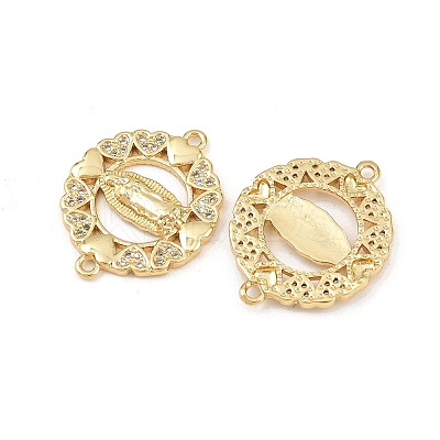 Brass Pave Cubic Zirconia Connector Charms KK-L251-21G-01-1