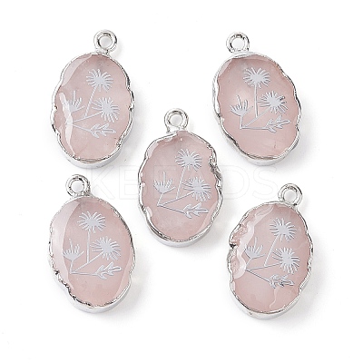 Natural Rose Quartz Oval Pendants G-C102-07P-02-1
