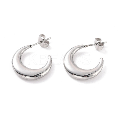 Non-Tarnish 304 Stainless Steel Crescent Moon Stud Earrings for Women EJEW-F280-05C-P-1
