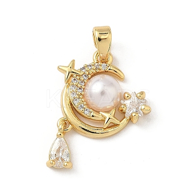 Brass Micro Pave Cubic Zirconia Pendants KK-F905-21G-02-1