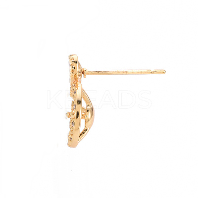 Brass Micro Pave Clear Cubic Zirconia Earring Findings KK-T062-218G-NF-1