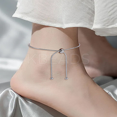 1Pc Stainless Steel Chain Anklet for Women AJEW-LP0006-48B-P-1