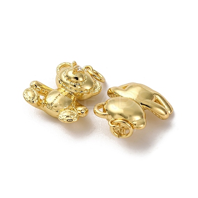 Brass Micro Pave Cubic Zirconia Pendants KK-P308-19G-1