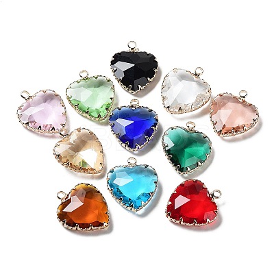Brass and K9 Glass Pendants KK-Z031-19KCG-1