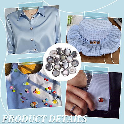 16Pcs 1-Hole Shell Alloy Shank Buttons BUTT-NB0002-03P-1