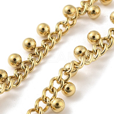 304 Stainless Steel Round Ball Charms Link Chain Necklaces NJEW-G119-01G-1