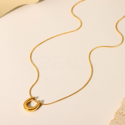 Stylish 304 Stainless Steel U-shaped Horseshoe Pendant Round Snake Chain Necklaces for Women LH2412-1