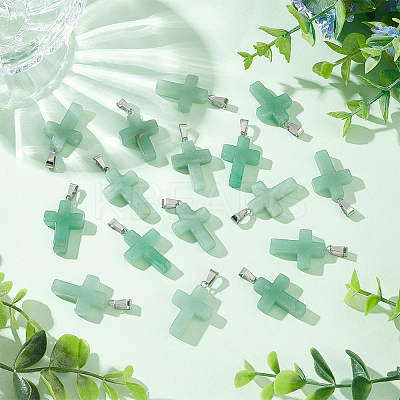 16Pcs Religion Natural Green Aventurine Pendants G-UN0001-08A-1