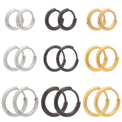 18PCS 3 Size 3 Colors Brass Huggie Hoop Earrings for Women EJEW-AN0003-25-1