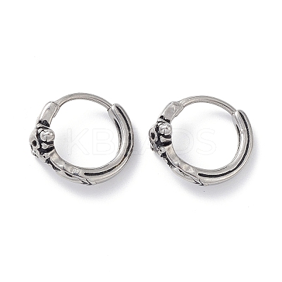 Non-Tarnish 304 Stainless Steel Skull Hoop Earrings for Men Women EJEW-F312-04AS-1