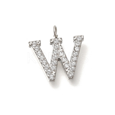304 Stainless Steel Micro Pave Cubic Zirconia Pendants STAS-H228-06P-W-1