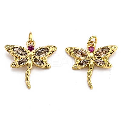 Brass Micro Pave Clear Cubic Zirconia Pendants ZIRC-J025-57G-1