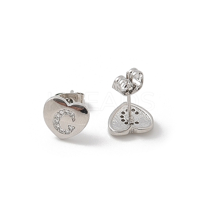 Rack Plating Brass Micro Pave Clear Cubic Zirconia Stud Earrings EJEW-K299-01P-C-1