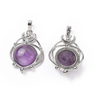 Natural Amethyst Pendants G-P496-05P-20-1