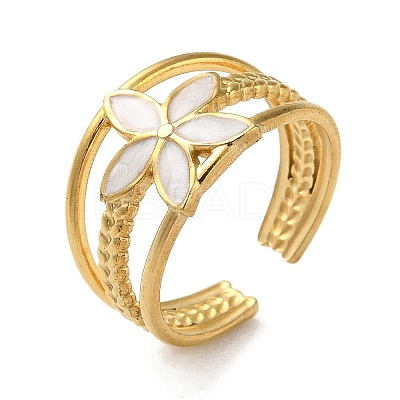 304 Stainless Steel Enamel Cuff Rings RJEW-M171-15G-1