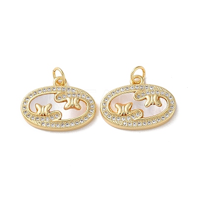 Brass Micro Pave Clear Cubic Zirconia Pendants KK-B083-20G-04-1