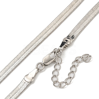 Brass Flat Snake Chain Necklaces for Women NJEW-U011-13P-1