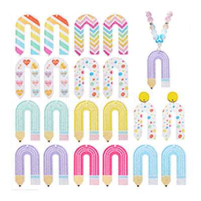 18Pcs 9 Colors Acrylic Pendants OACR-PH0004-31-1