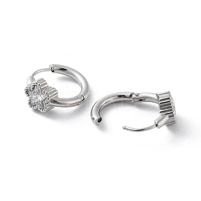 304 Stainless Steel Star Hoop Earrings EJEW-D095-22P-02-1
